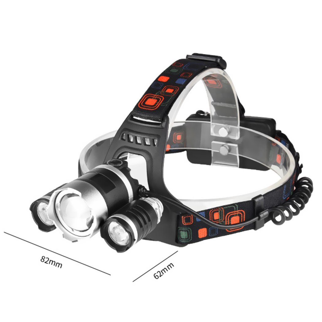 LED Outdoor Headlamp featuring a CREE T6 LED, adjustable strap, and USB charging port, ideal for camping and outdoor activities.